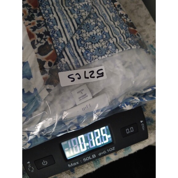 J Jill Floral Mix Print Short Sleeve Dress Size Petite Large Blue shift sheath - Picture 9 of 9